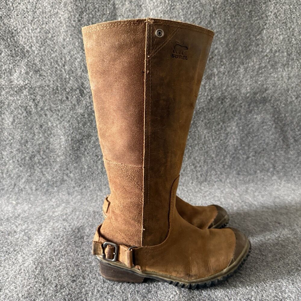 Sorel Tall Slim Riding Boots Equestrian Waterproof Leather Size 6 Brown